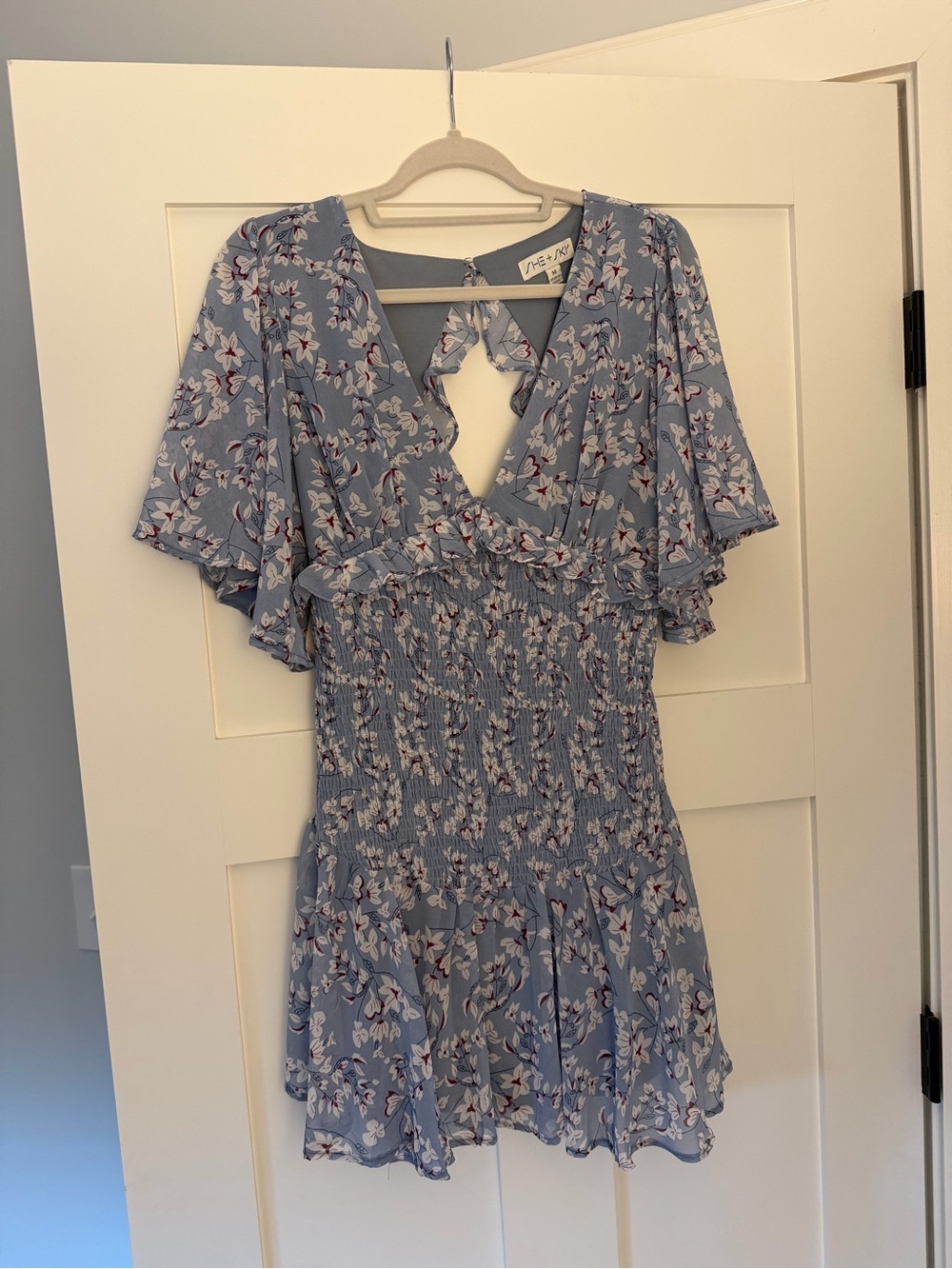 Light Blue Floral Smocked Dress